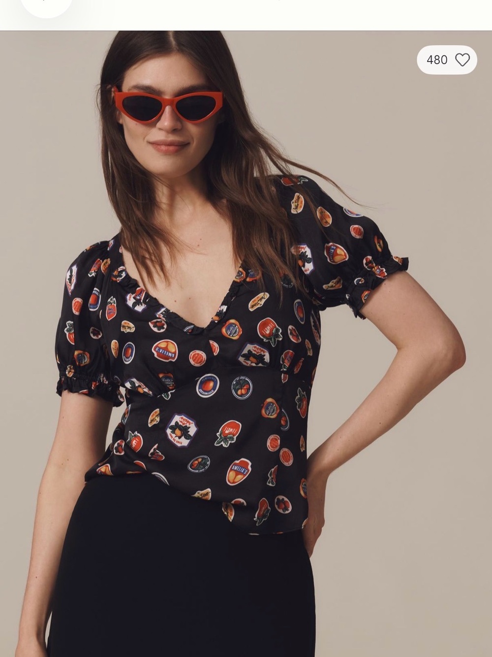 New with tags Maeve fruit sticker Popover Blouse Anthropologie